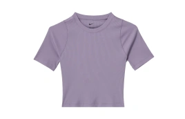 Футболка Nike Zenvy Dri-FIT Women's Ribbed Short Sleeve Cropped Top 'Dark Purple'