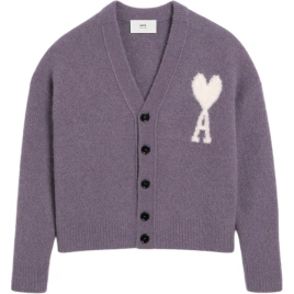 Свитер Ami Paris Ami De Coeur Logo Intarsia Knit V Neck Cardigan
