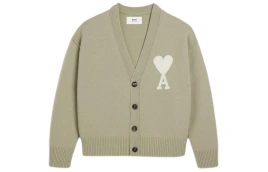 Свитер AMIPARIS Paris Ami De Coeur Logo Intarsia Knitted Cardigan